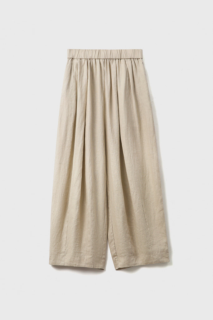 100% Linen Pleated Crop Balloon Pants  Fibflx
