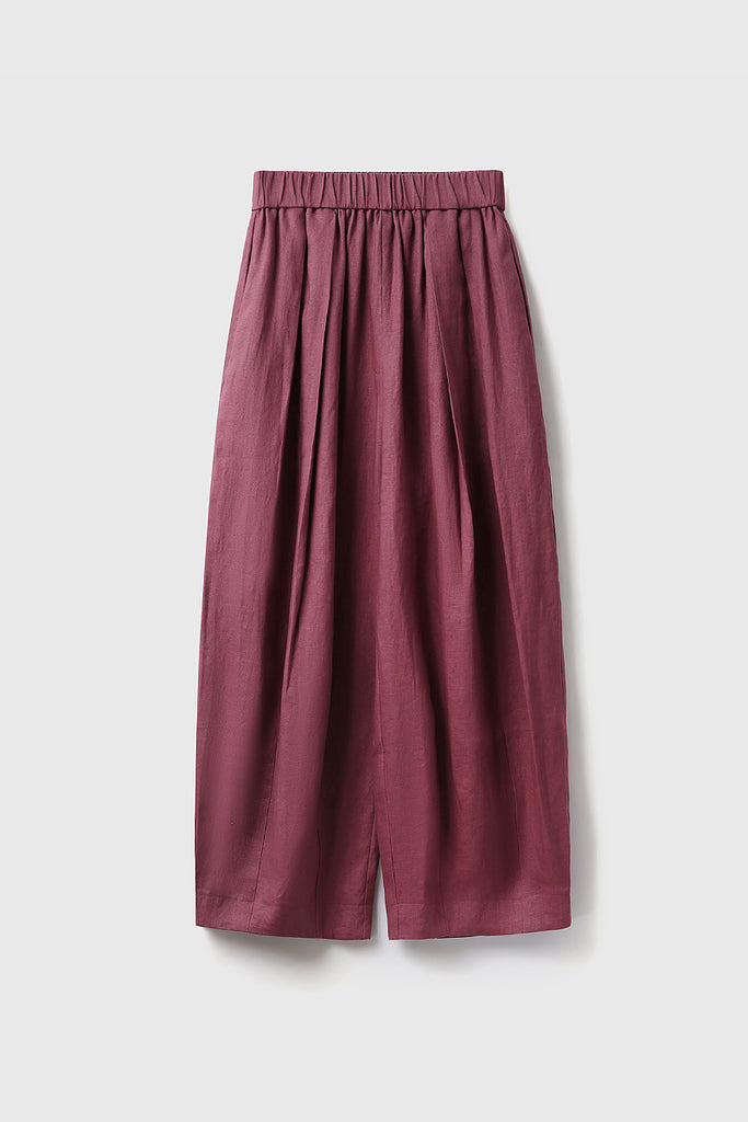 100% Linen Pleated Crop Balloon Pants Raspberry Fuschia / L Fibflx