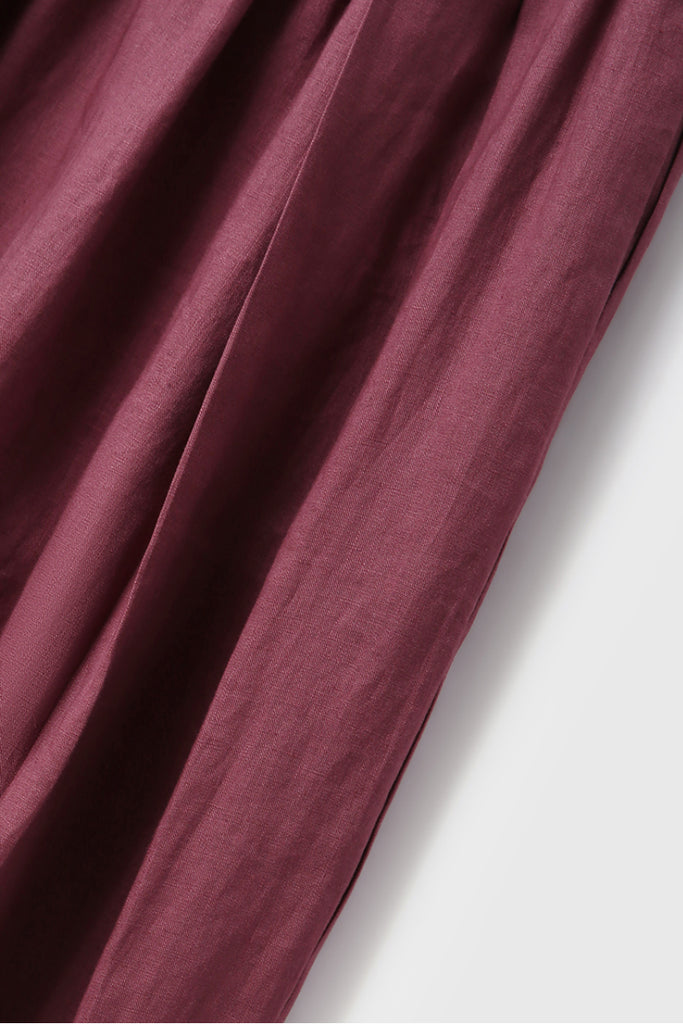 100% Linen Pleated Crop Balloon Pants  Fibflx