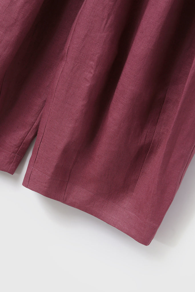 100% Linen Pleated Crop Balloon Pants  Fibflx