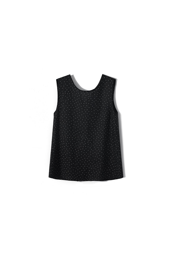 100% Linen Polka Dot Twist-Back Tank Top  Fibflx