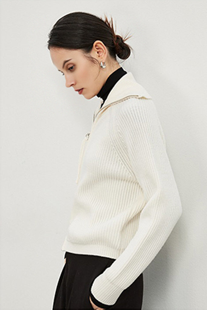 100% Merino Wool Double-Zip Coatigan with Wide Collar  Fibflx