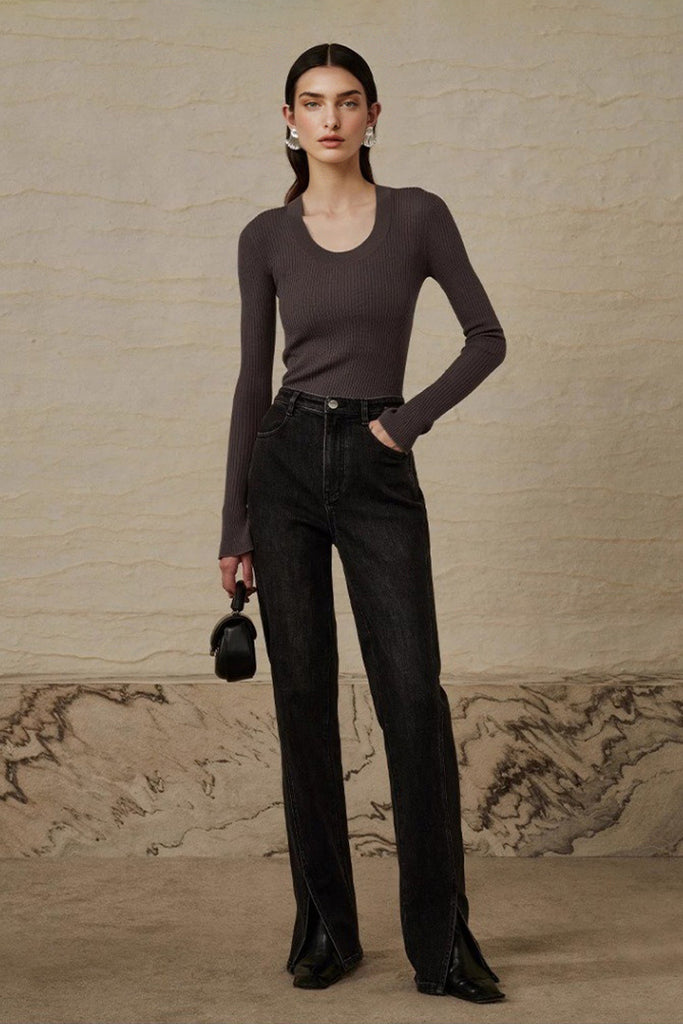 100% Merino Wool Fine-Knit U Neck Base Layer  Fibflx