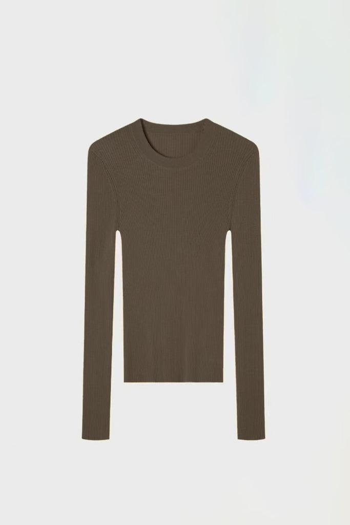 100% Merino Wool Fine-Knit U Neck Base Layer Mocha Brown / M Fibflx