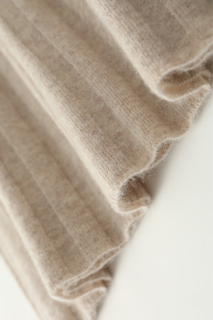 100% Merino Wool Long Sleeve Wide-Rib Midi Sweater Dress  Fibflx