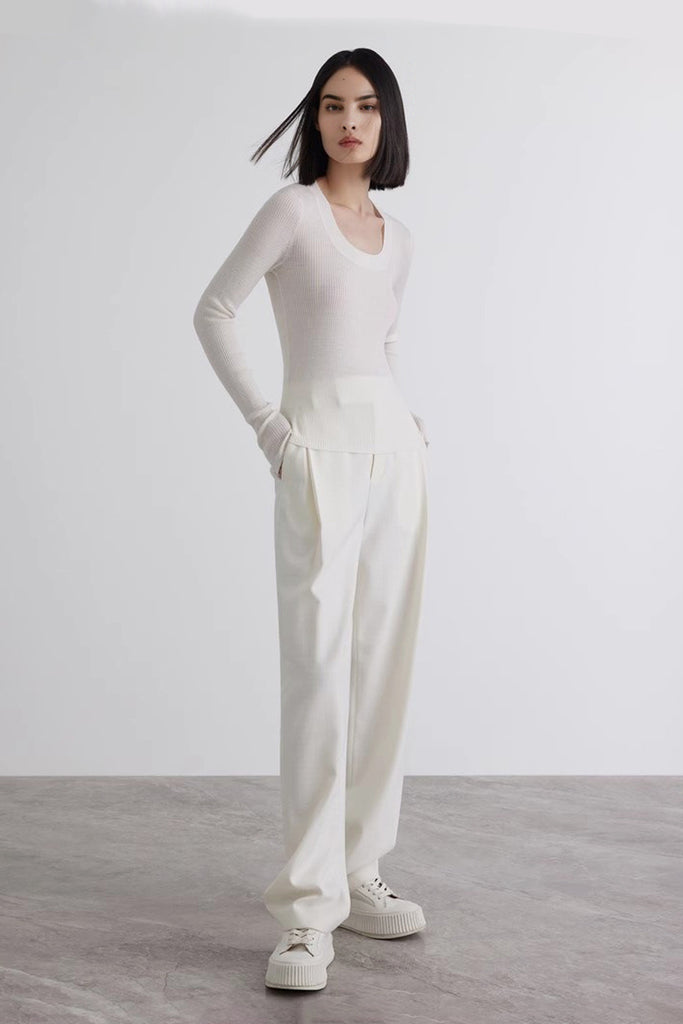 100% Merino Wool Fine-Knit U Neck Base Layer  Fibflx