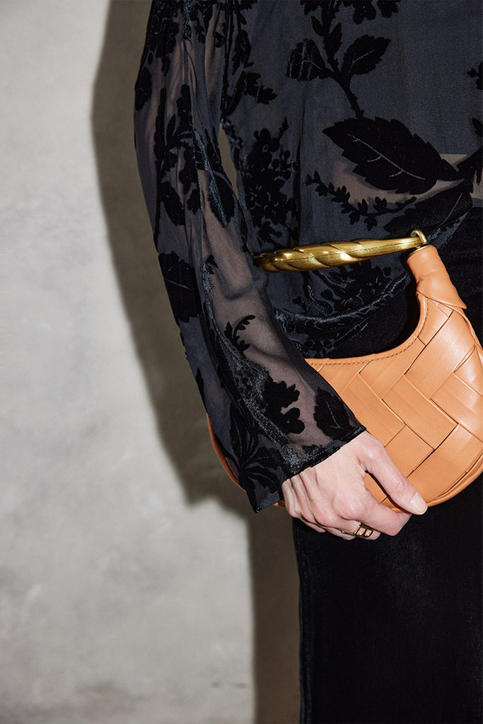 100% Sheer Silk Floral Burnout Velvet Button-Up Blouse  Fibflx