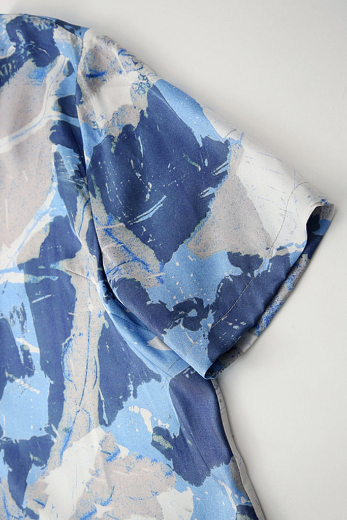 100% Silk Floral Midi Shift Dress with Pockets in Blue  Fibflx