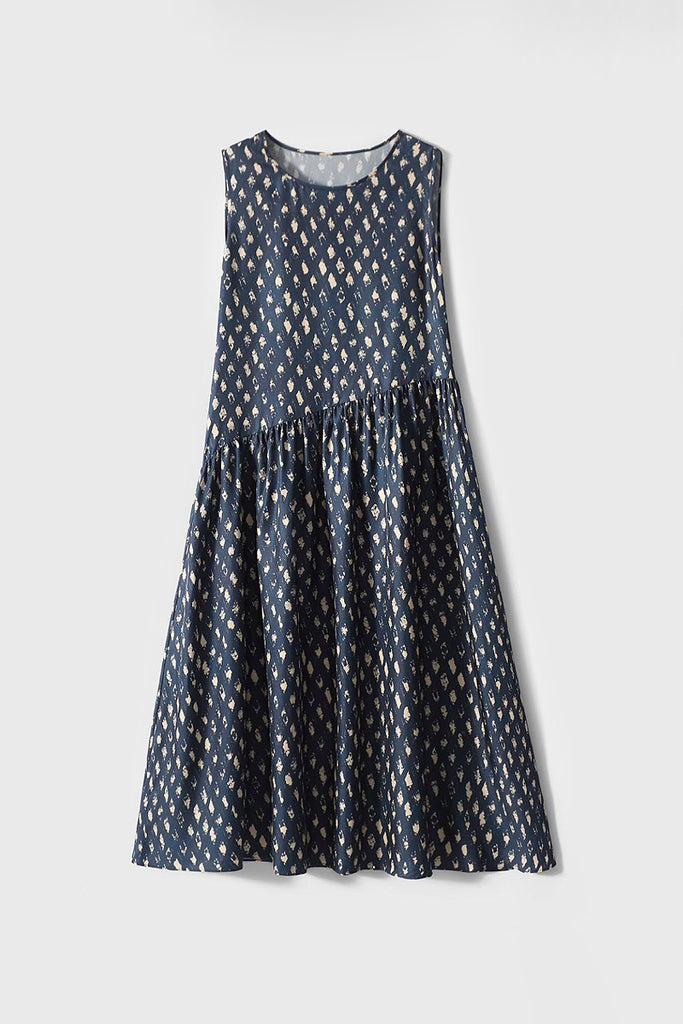 100% Silk Twill Printed Trapeze Midi Dress  Fibflx