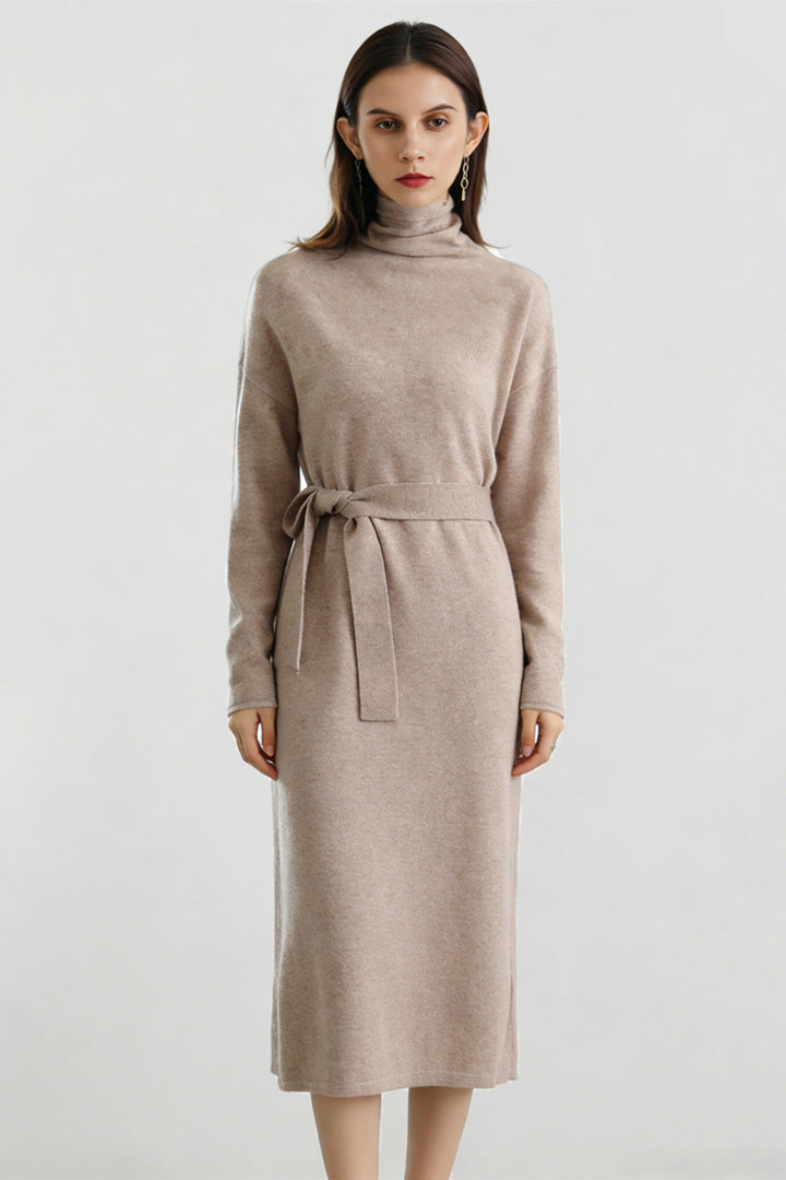 turtleneck midi sweater dress 100% Wool Long Sleeve Ancora Red / L The 100% wool feels soft right away not itchy 100% Wool Long Sleeve Belted