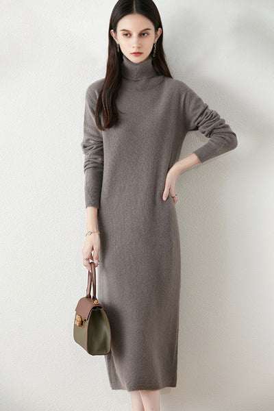 turtleneck midi sweater dress 100% Wool Long Sleeve Stepping Stone Grey / L this Sweater Dress is Long satin dress with custom_Short Prom Dresses Style:Red Corset Top