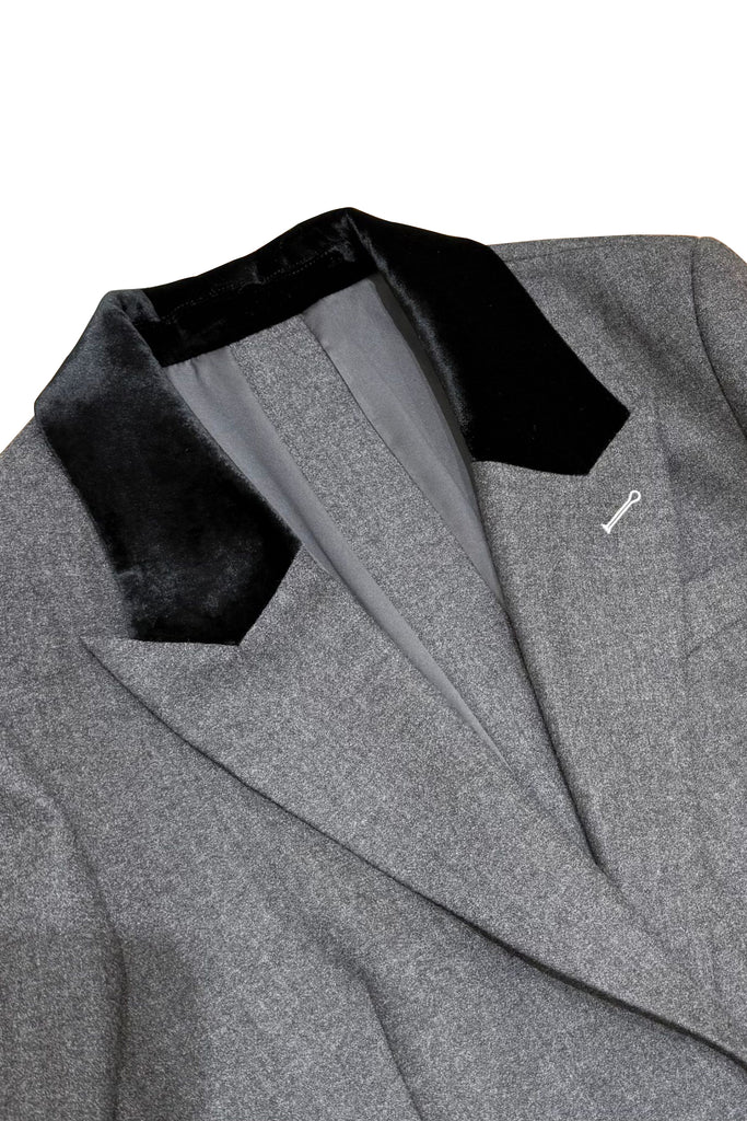 100% Wool Oversized Blazer with Velvet Collar  Fibflx