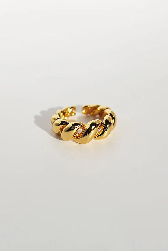 Fibflx Women's 18K Gold Plated Croissant Irregular Open Ring
