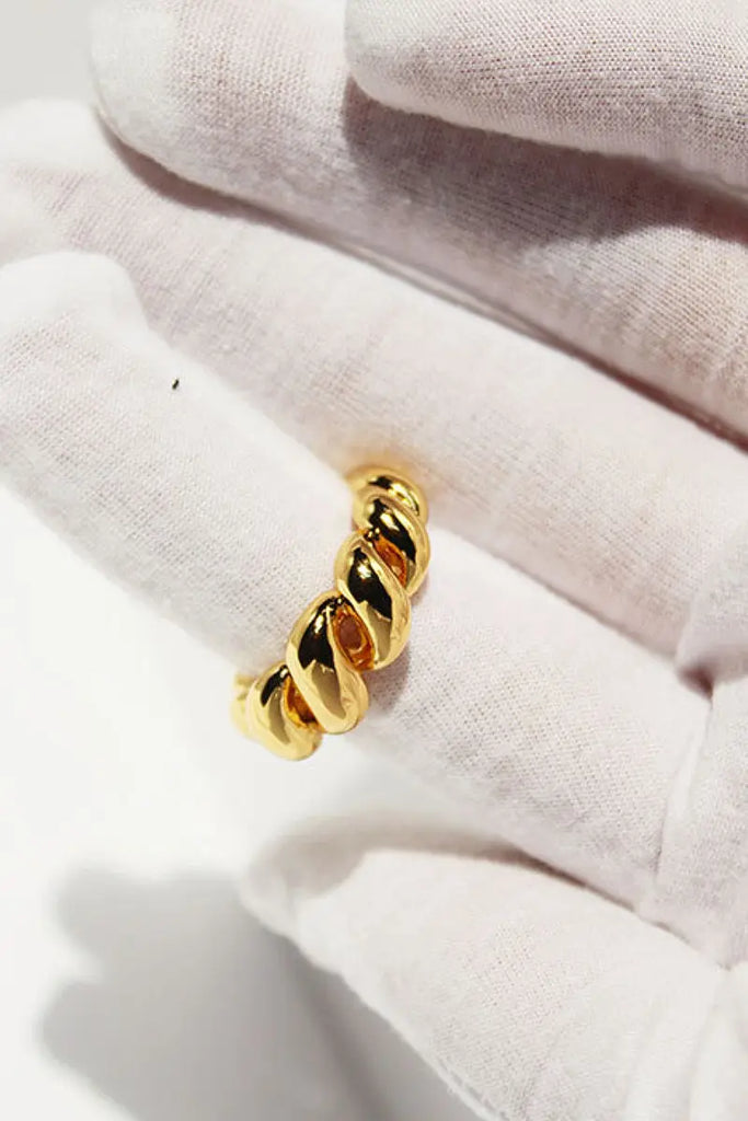 Fibflx Women's 18K Gold Plated Croissant Irregular Open Ring