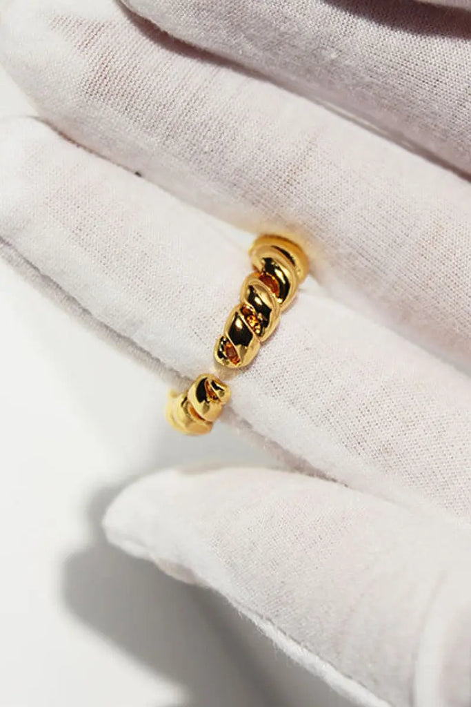 Fibflx Women's 18K Gold Plated Croissant Irregular Open Ring