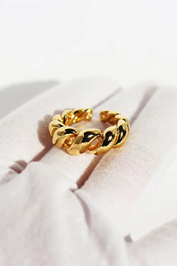 Fibflx Women's 18K Gold Plated Croissant Irregular Open Ring