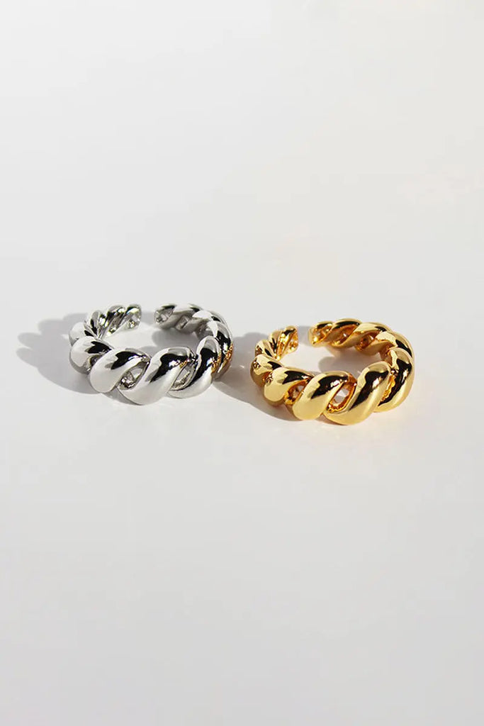 Fibflx Women's 18K Gold Plated Croissant Irregular Open Ring