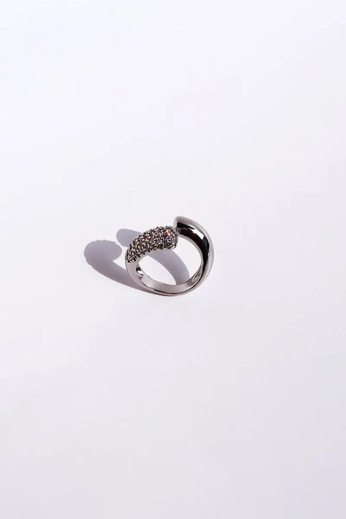 Fibflx Women's 18K Gold Plated Open Cuff Glimmer Gemstone Ring