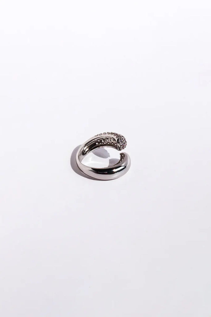 Fibflx Women's 18K Gold Plated Open Cuff Glimmer Gemstone Ring