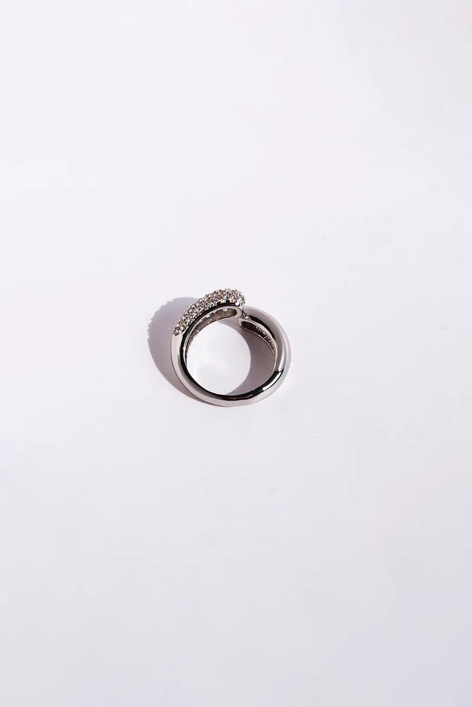 Fibflx Women's 18K Gold Plated Open Cuff Glimmer Gemstone Ring