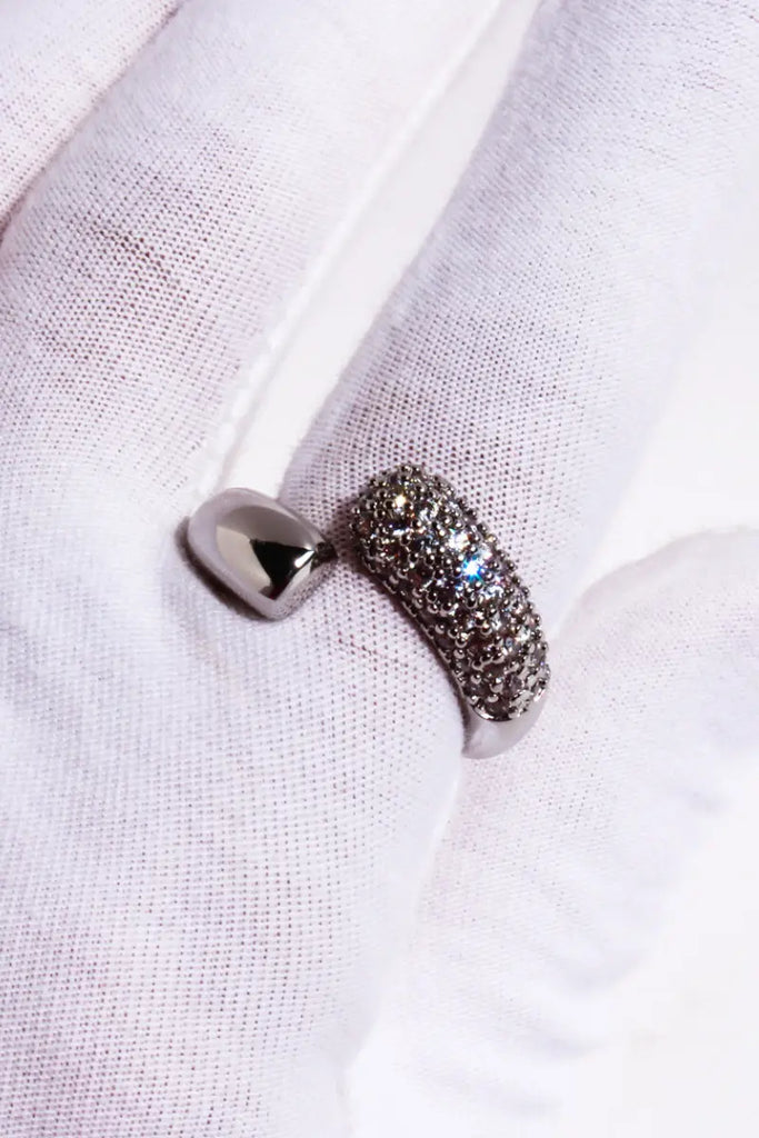 Fibflx Women's 18K Gold Plated Open Cuff Glimmer Gemstone Ring