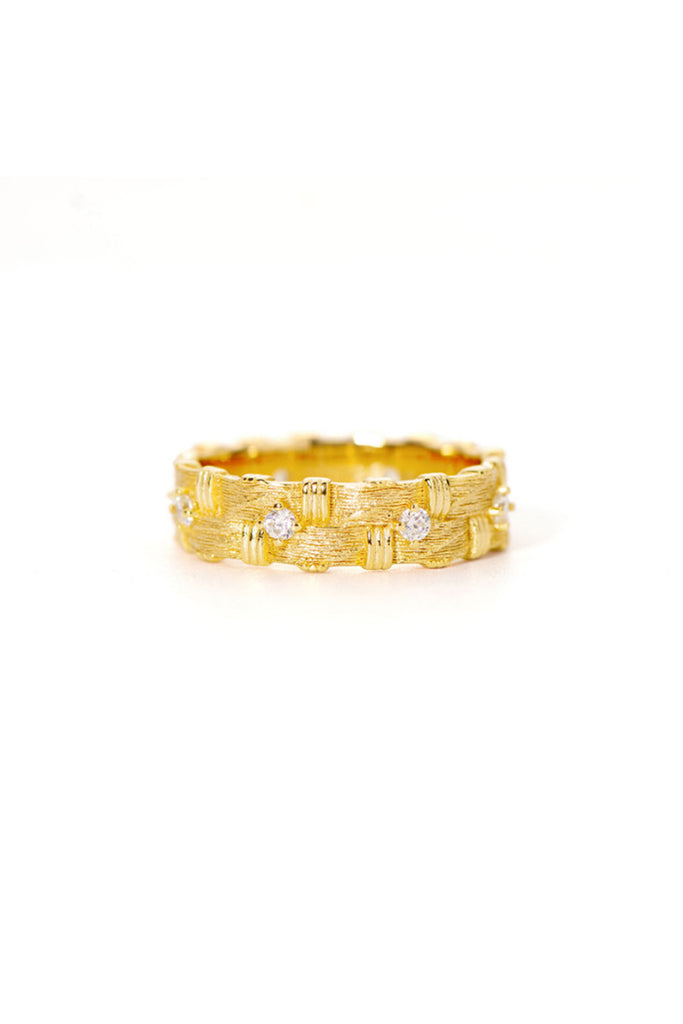 18K Gold Basket Wave Band Ring with Italian Rigato Finish Gold / 9 Fibflx