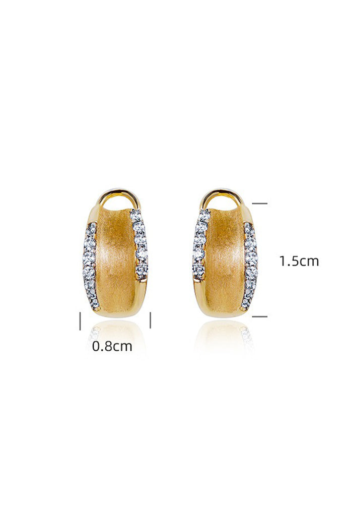 18K Gold Cubic Zirconia Huggie Hoop Earrings with Italian Rigato Finish  Fibflx