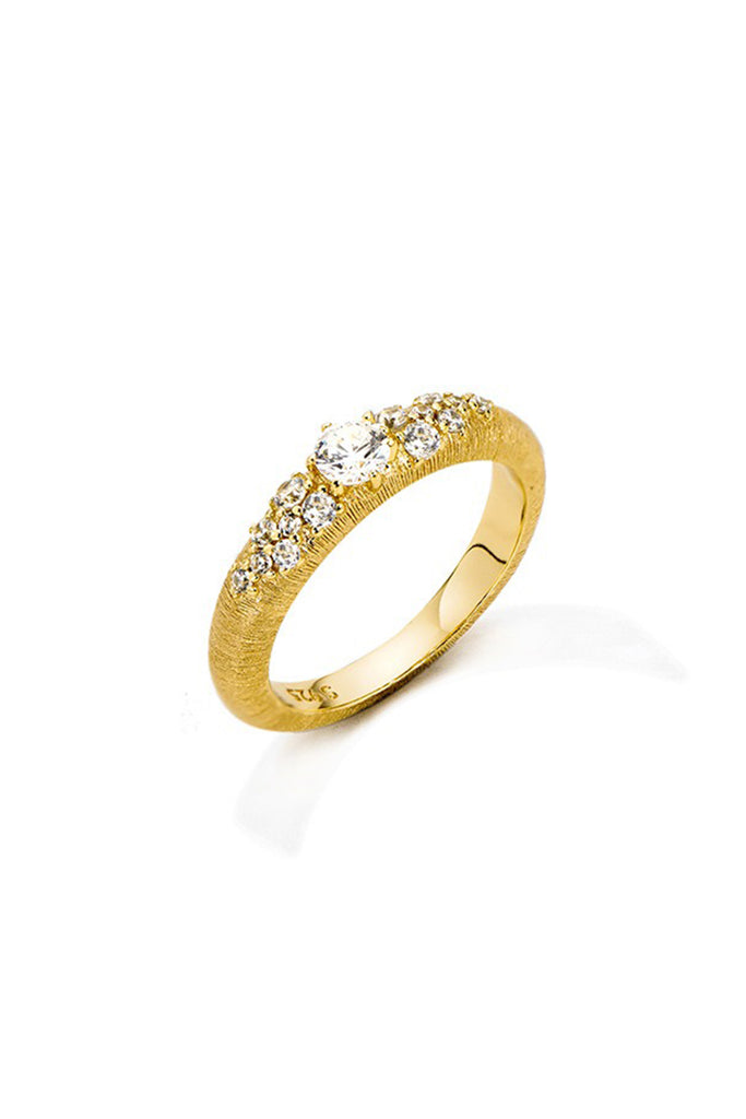 18K Gold Graduated CZ Band Ring with Italian Rigato Finish Gold / ERROR Fibflx