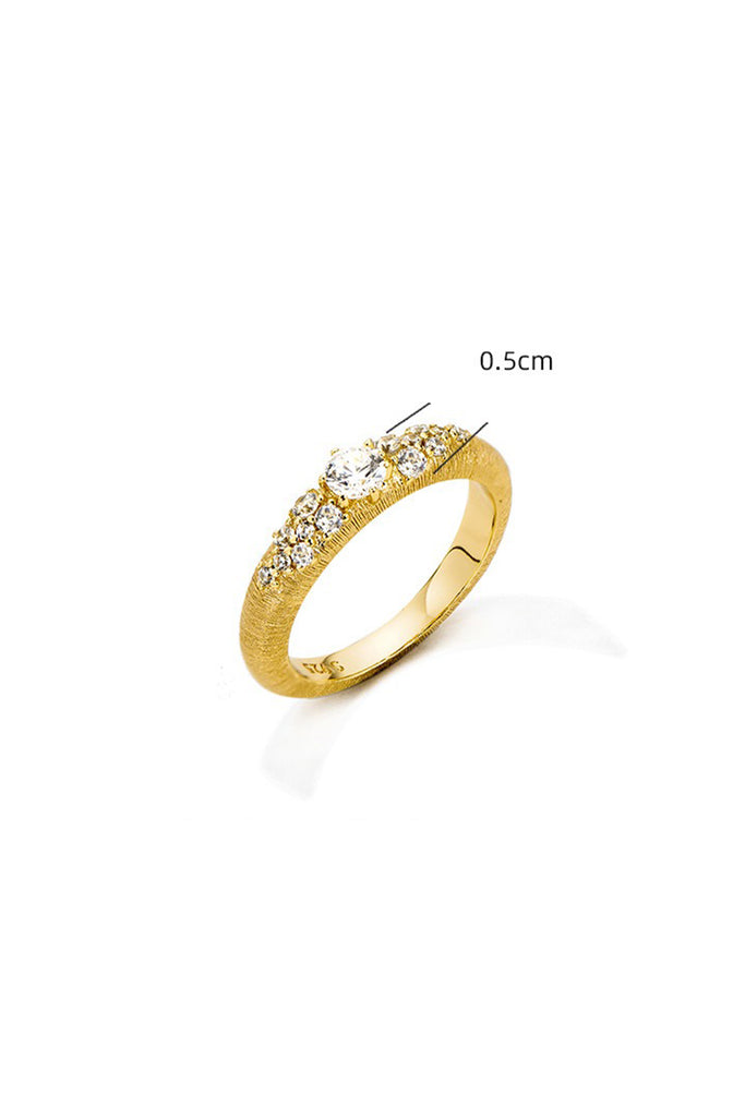 18K Gold Graduated CZ Band Ring with Italian Rigato Finish  Fibflx