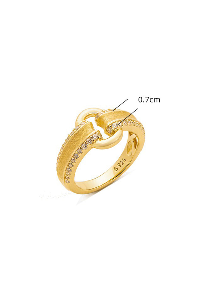 18K Gold Pav¨¦ CZ Link Band Ring with Italian Rigato Finish  Fibflx