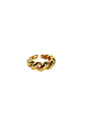 Fibflx Women's 18K Gold Plated Croissant Irregular Open Ring