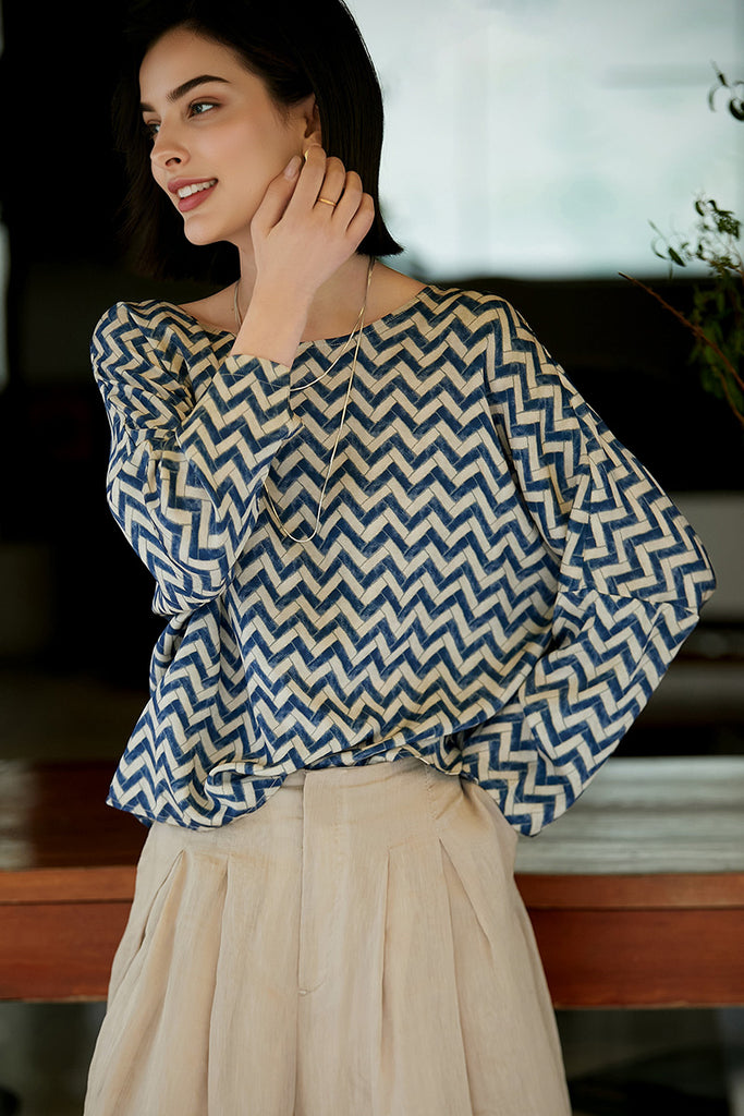 22 MM Silk Oversized Boho Printed Blouse - Fibflx
