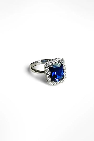 925 Sterling Silver Blue Diamond Adjustable Ring Fibflx