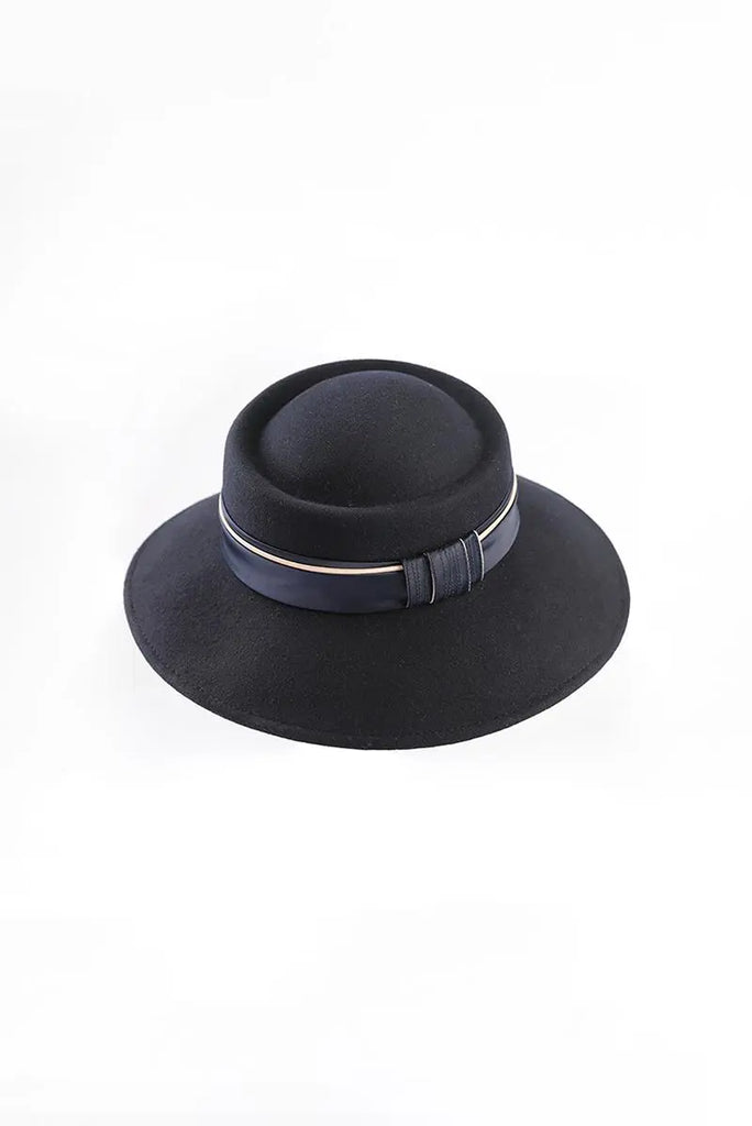 Fibflx Women's Adjustable Wide Brim Wool Felt Fedora Hat with Ribbon