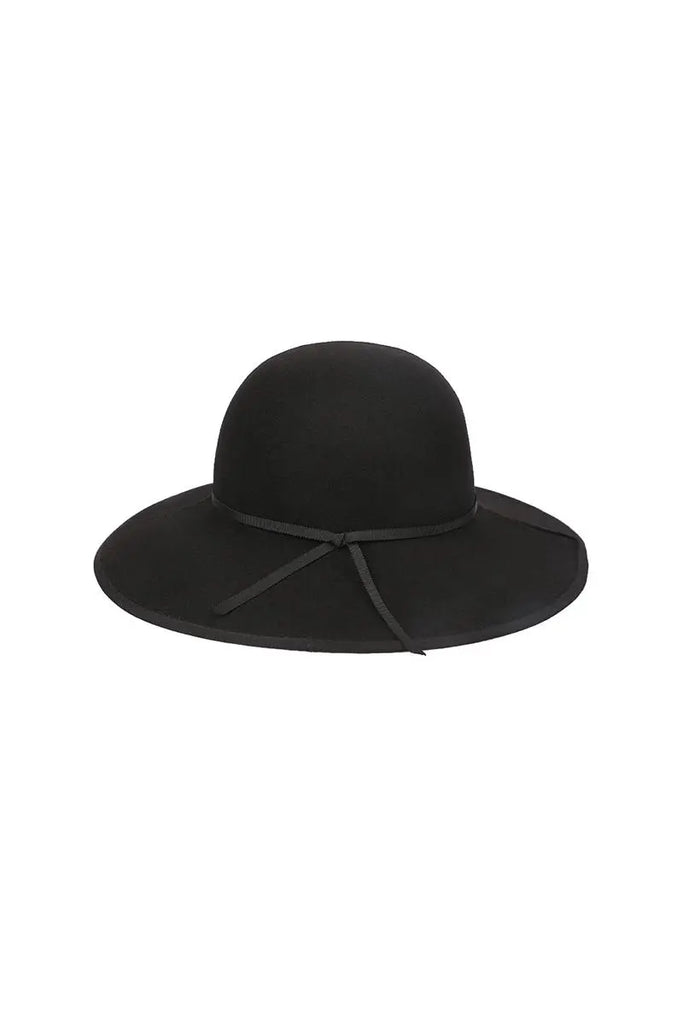 Fibflx Women's Packable Wide Brim Wool Felt Floppy Hat with Ribbon