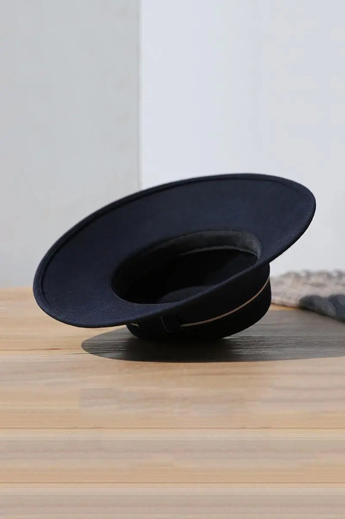 Fibflx Women's Adjustable Wide Brim Wool Felt Fedora Hat with Ribbon