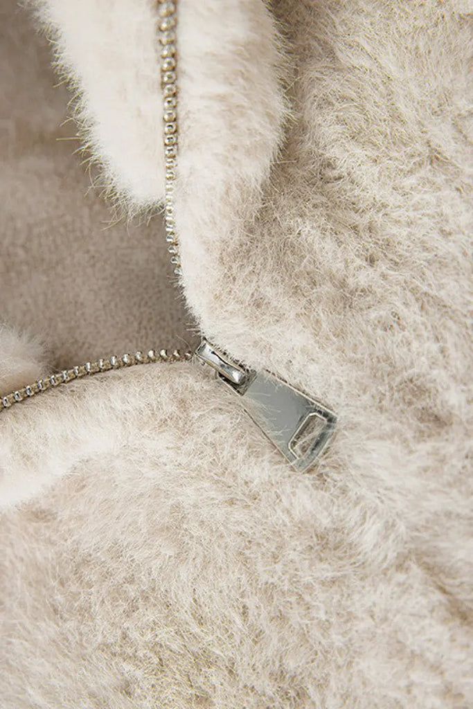 Fibflx Women's Ageless Oversized Faux Mink Fur Coat With Hood and Balloon Sleeves