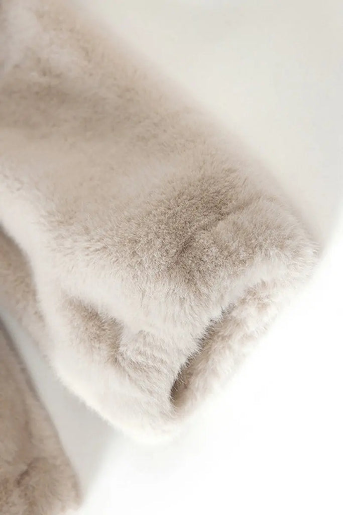 Fibflx Women's Ageless Oversized Faux Mink Fur Coat With Hood and Balloon Sleeves