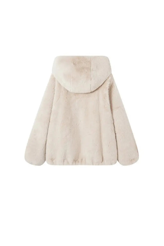 Fibflx Women's Ageless Oversized Faux Mink Fur Coat With Hood and Balloon Sleeves