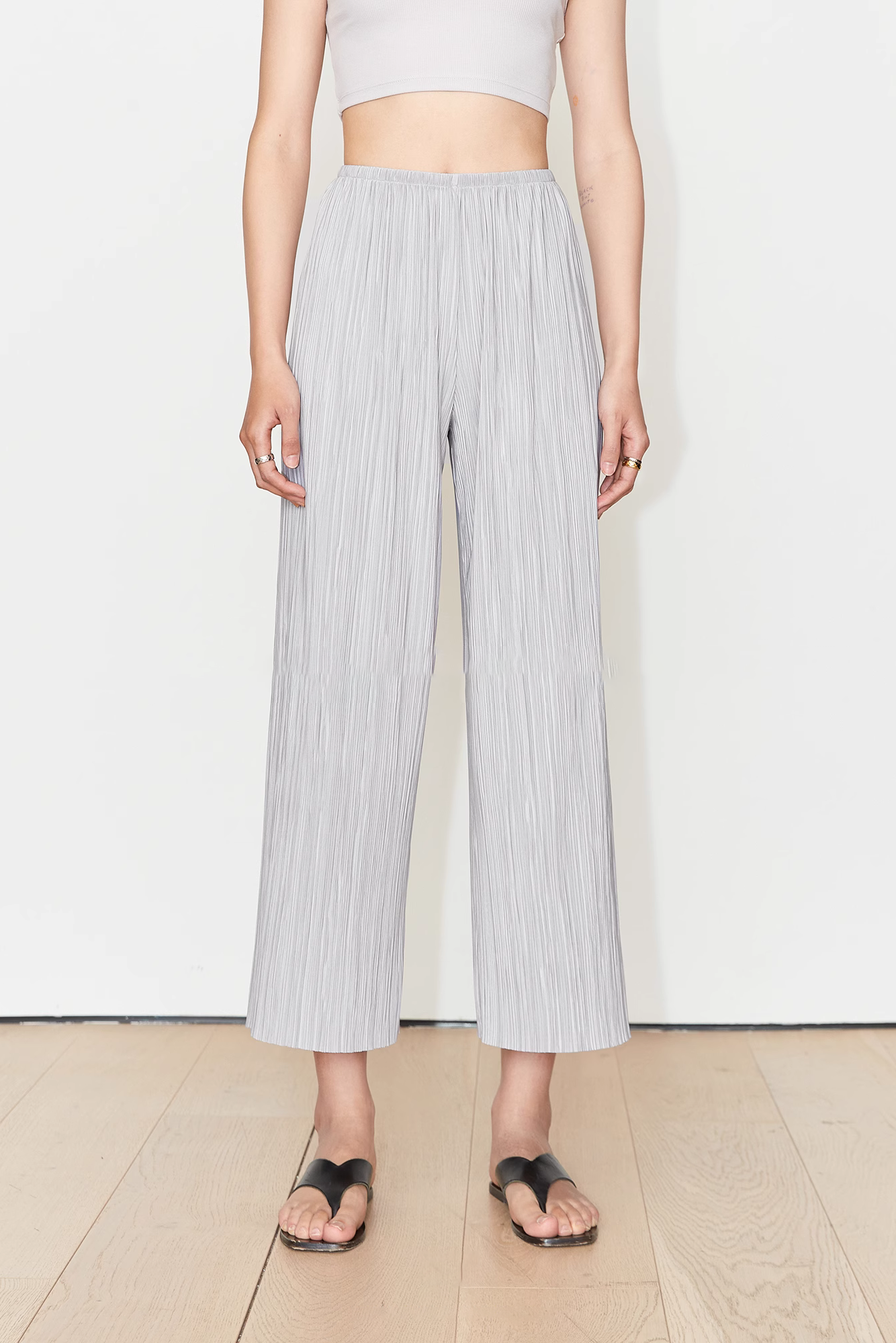 Fibflx Women's Airy Issey Miyake Inspired Pleated Wide Leg Pants Fibflx Women's Airy Issey Miyake Inspired Pleated Wide Leg Pants