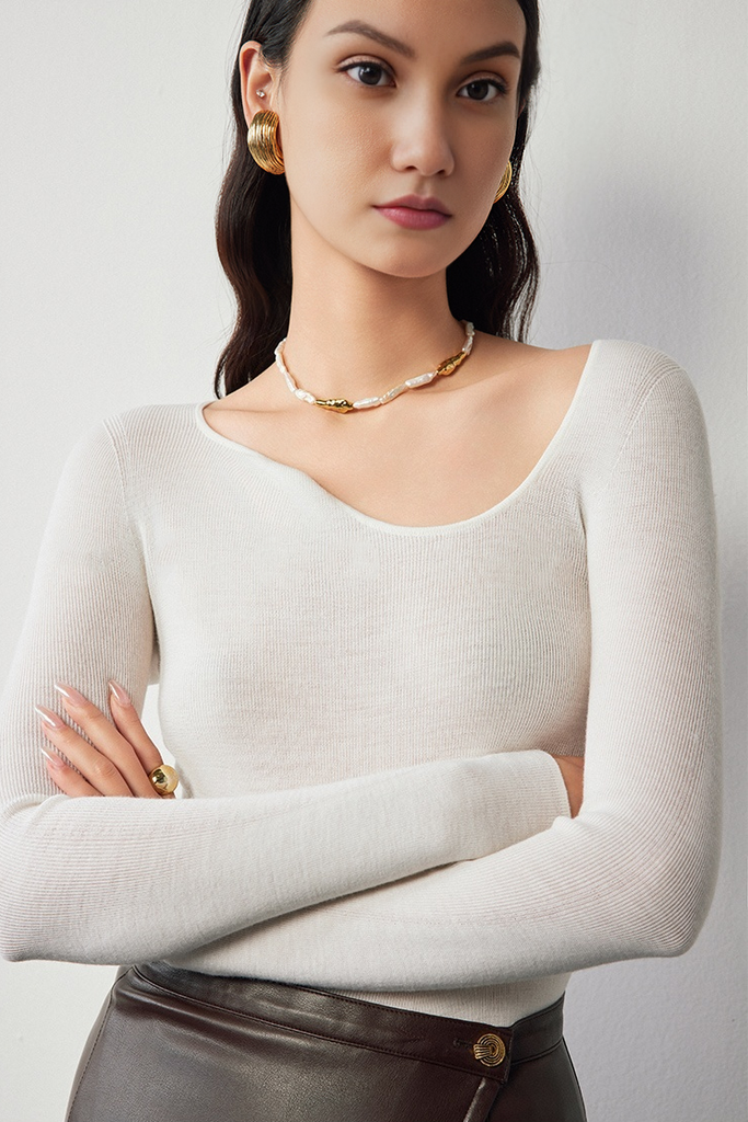 Asymmetric Neck Seamless Thermal Merino Wool Base Layer - Fibflx