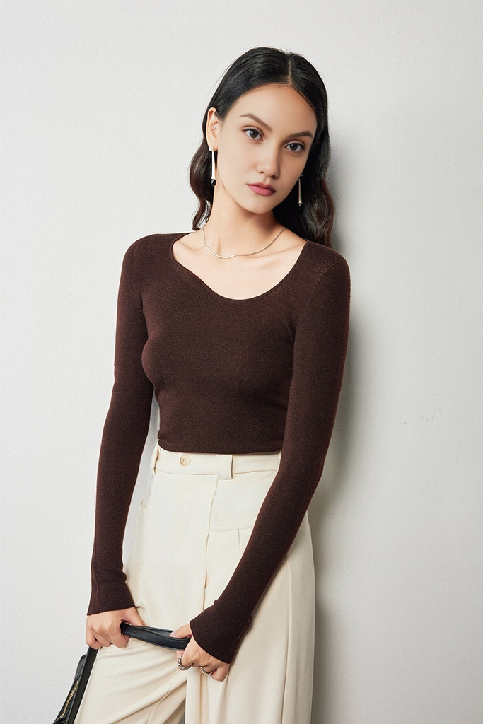 Asymmetric Neck Seamless Thermal Merino Wool Base Layer - Fibflx