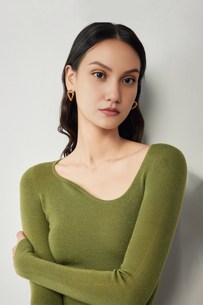 Asymmetric Neck Seamless Thermal Merino Wool Base Layer - Fibflx