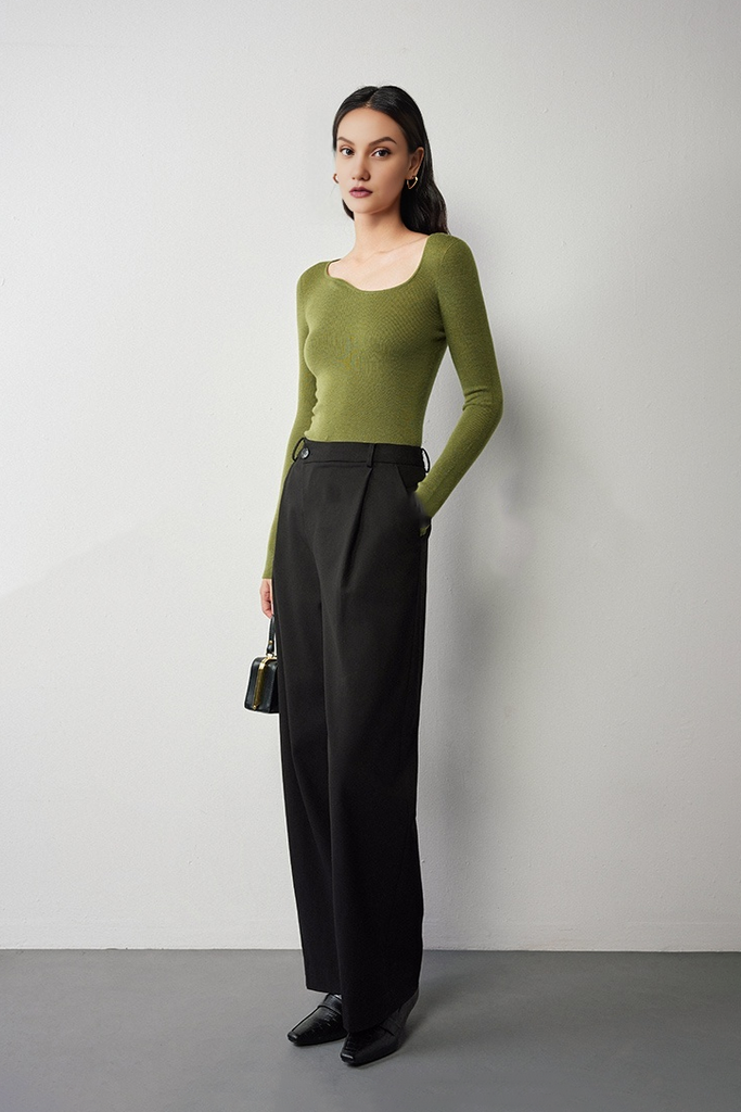 Asymmetric Neck Seamless Thermal Merino Wool Base Layer - Fibflx