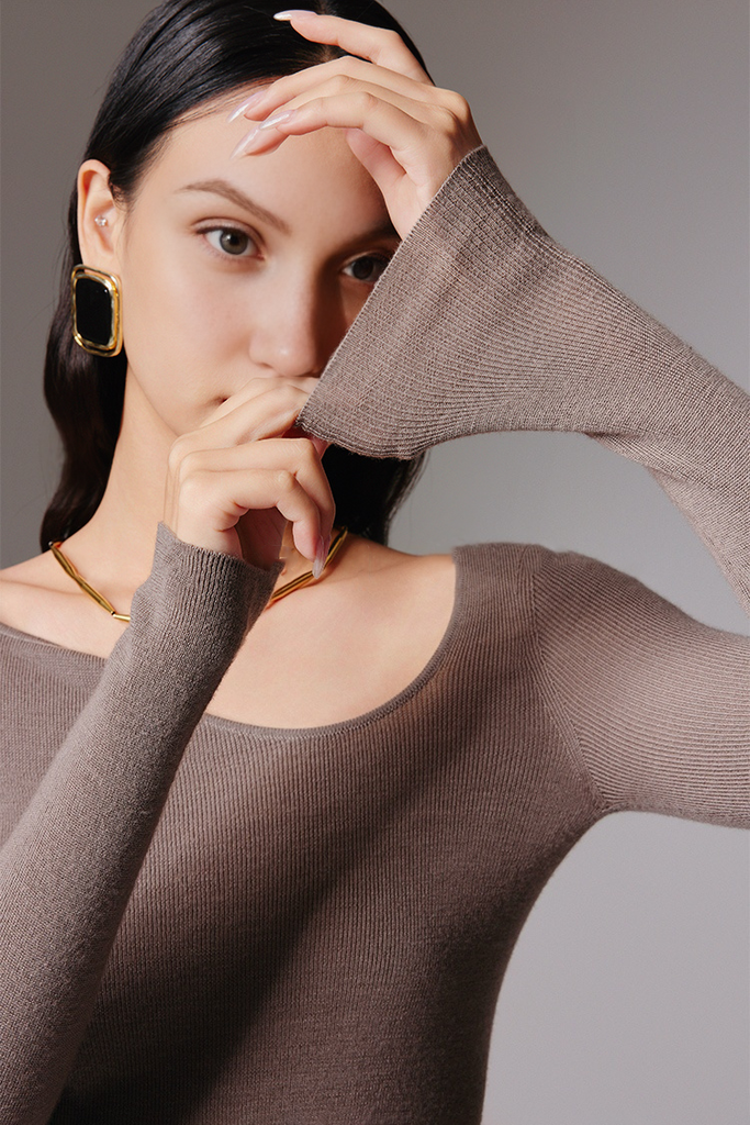 Asymmetric Neck Seamless Thermal Merino Wool Base Layer - Fibflx