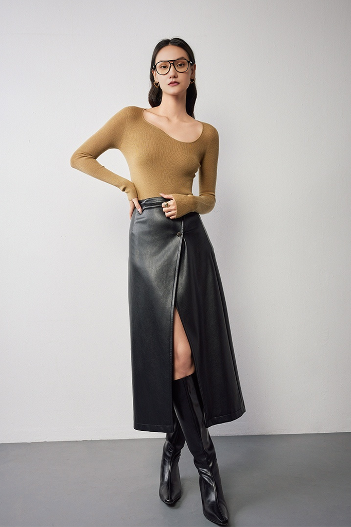 Asymmetric Neck Seamless Thermal Merino Wool Base Layer - Fibflx