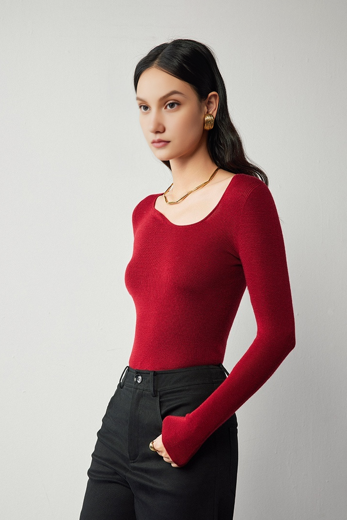 Asymmetric Neck Seamless Thermal Merino Wool Base Layer - Fibflx