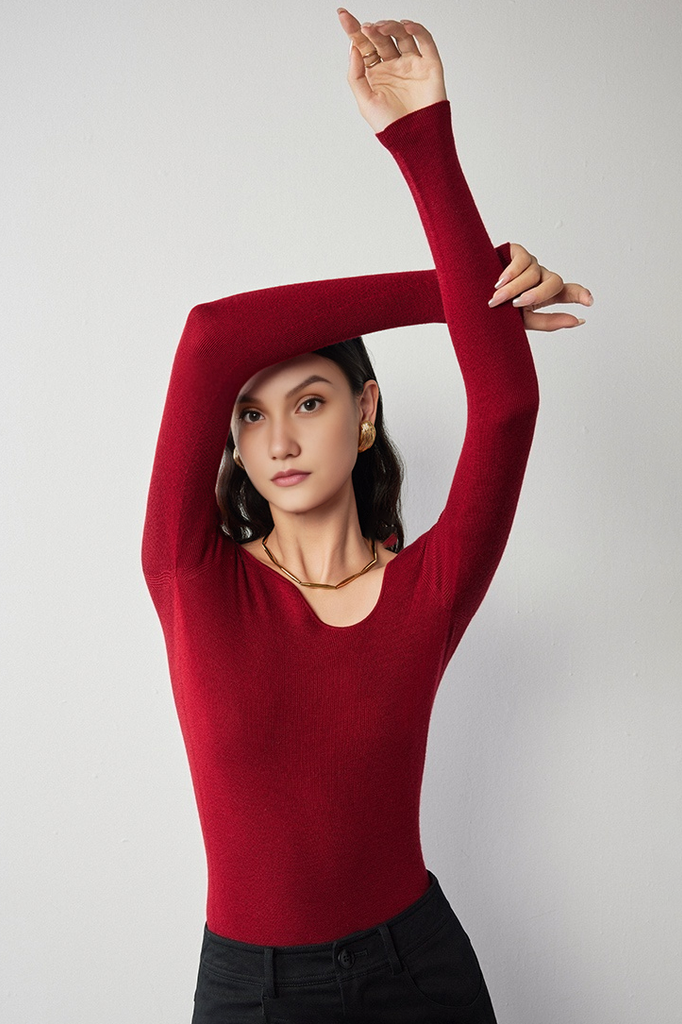 Asymmetric Neck Seamless Thermal Merino Wool Base Layer - Fibflx