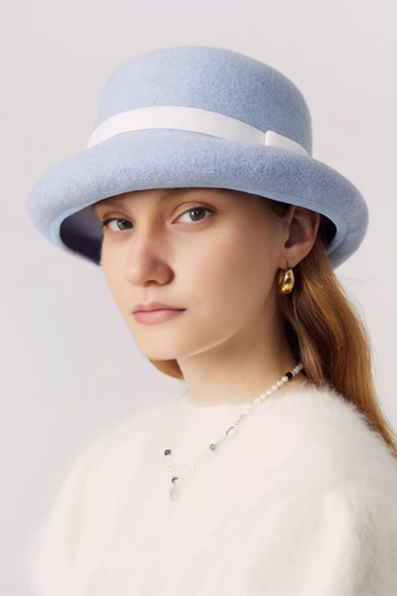 Audrey Hepburn Style 100 Wool Bow Cloche Hat Fibflx