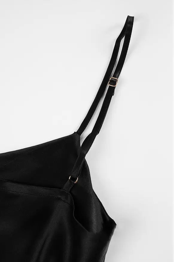 Fibflx Women's Black Mulberry Silk Slip Dress